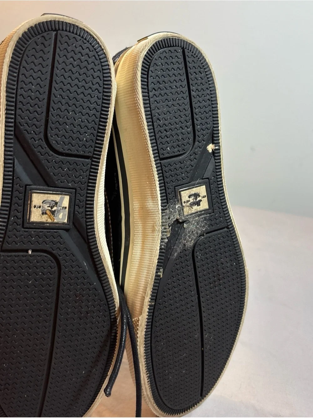 Bass Black and White Leather Boat Shoes
